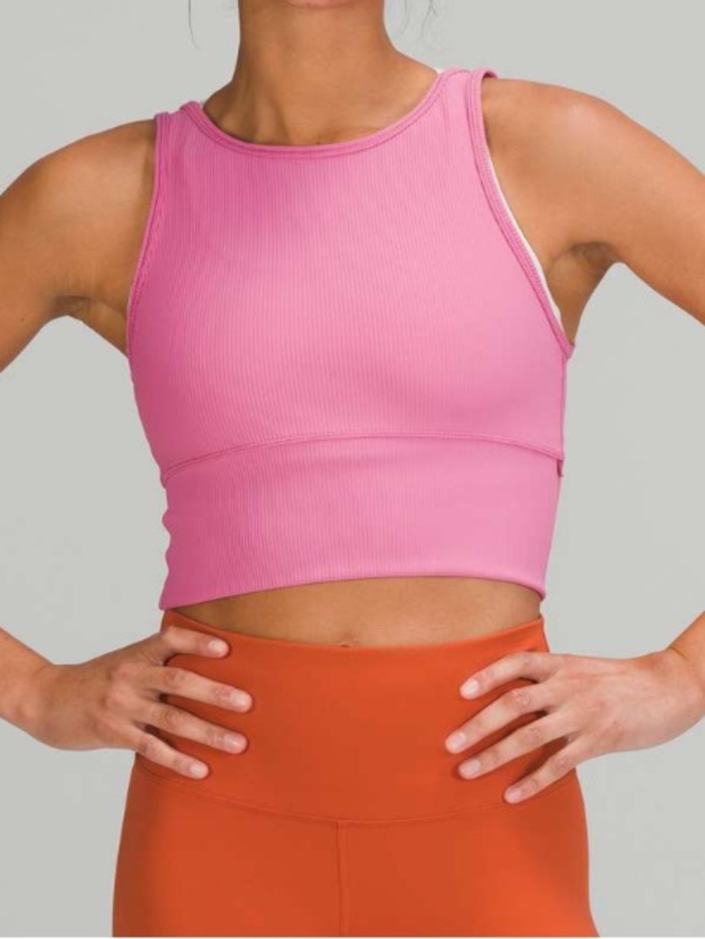 Lululemon Power Pivot Ribbed Tank Pink Blossom Est. Size 2